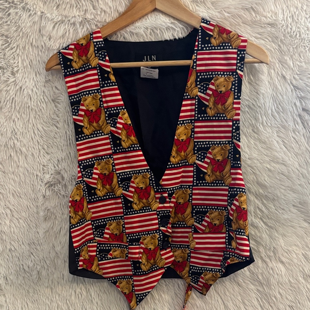 Vintage Americana Teddy Bear Vest size small
